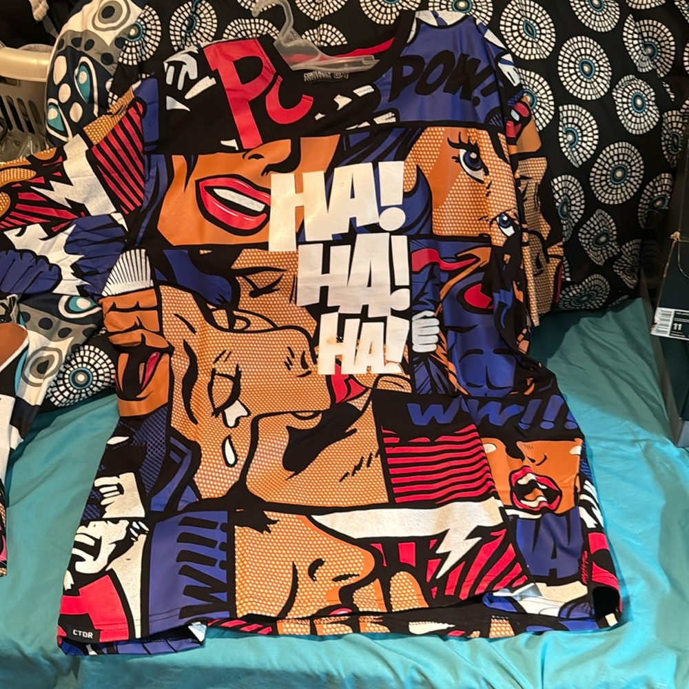 Contender Blue Comic Strip Graphic T-shirt